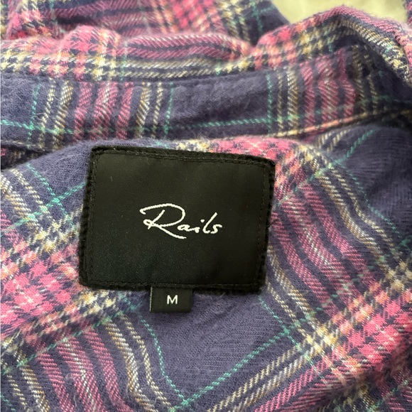 Rails Hunter Button Down Shirt Plaid Wisteria Pink & Aqua Blue Size Medi… - Picture 6 of 11